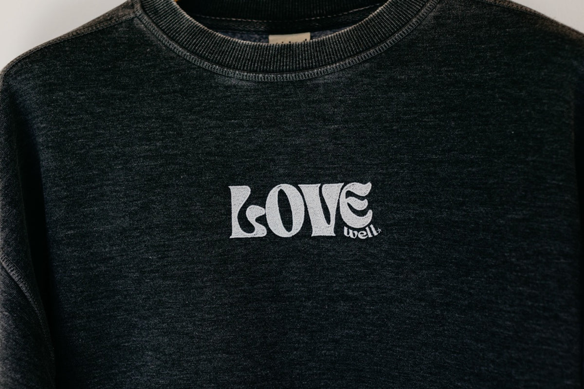 Love Well Groovy Rhinestone Sweatshirt in Black
