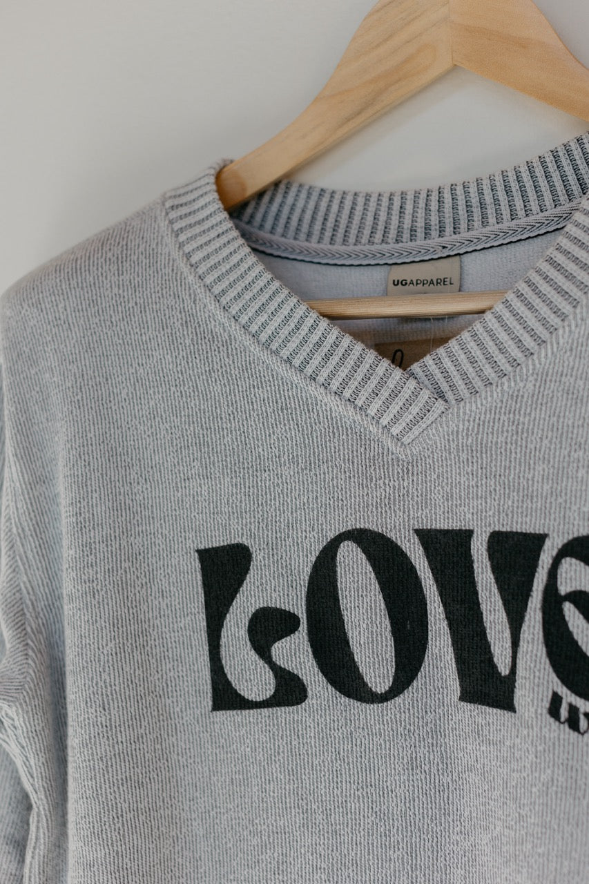 Love Well Groovy Warm Up V-Neck in Gray Heather