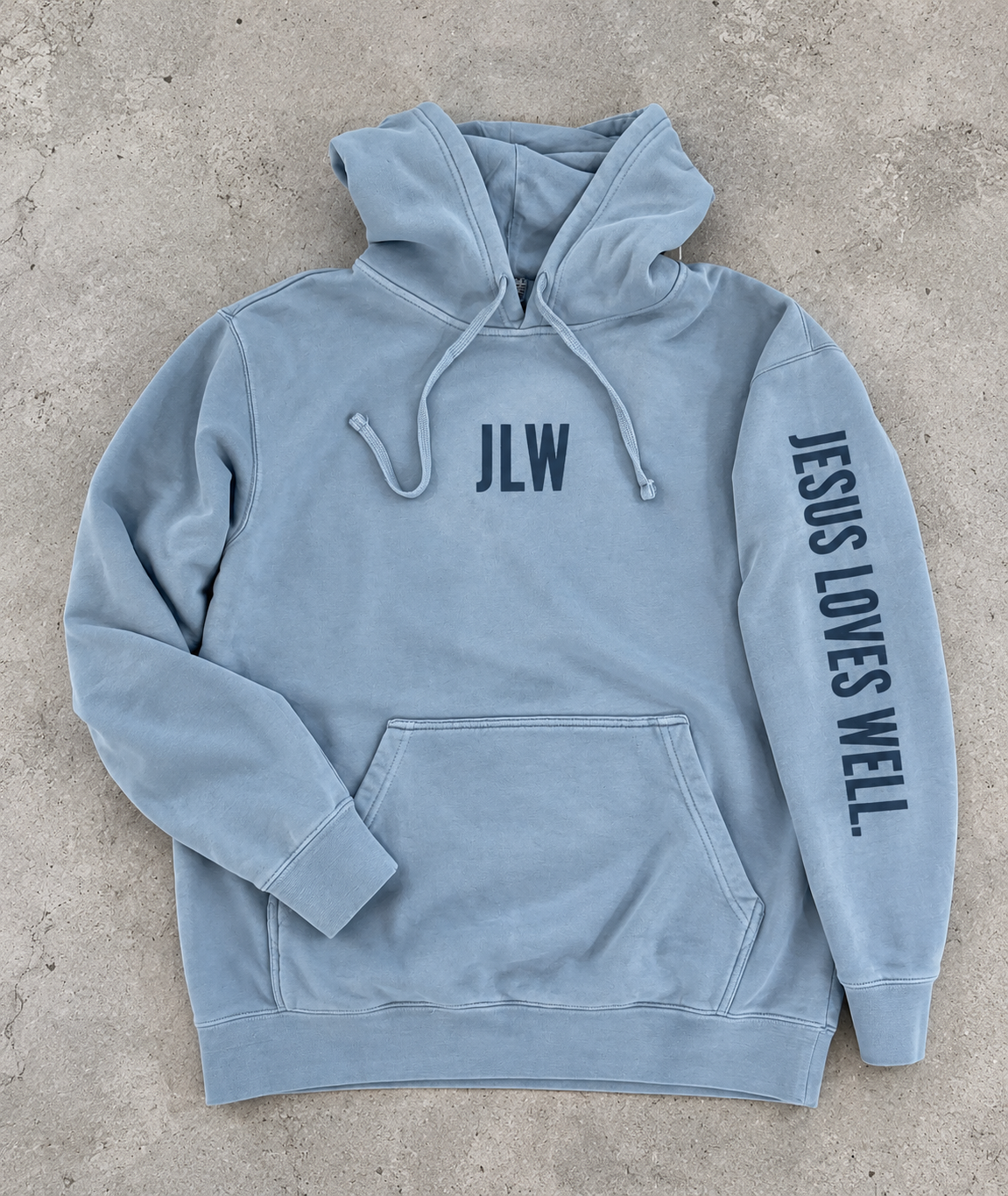 Love Well Jesus Loves Well JLW Monogram Hoodie in Light Blue