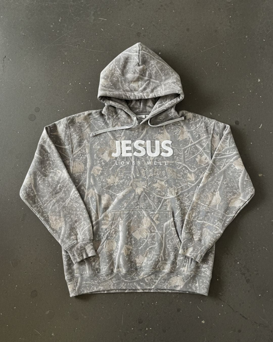 Love Well Jesus Loves Well Wordmark Hoodie in Deadwood Camo