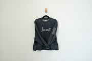Love Well Original Script Boxy Mock Neck in Washed Black, front view