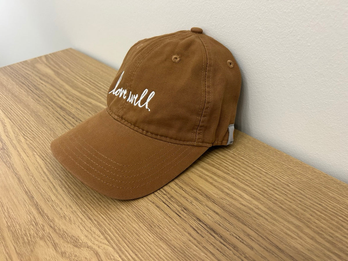 Love Well Original Script Carhartt Hat, side view