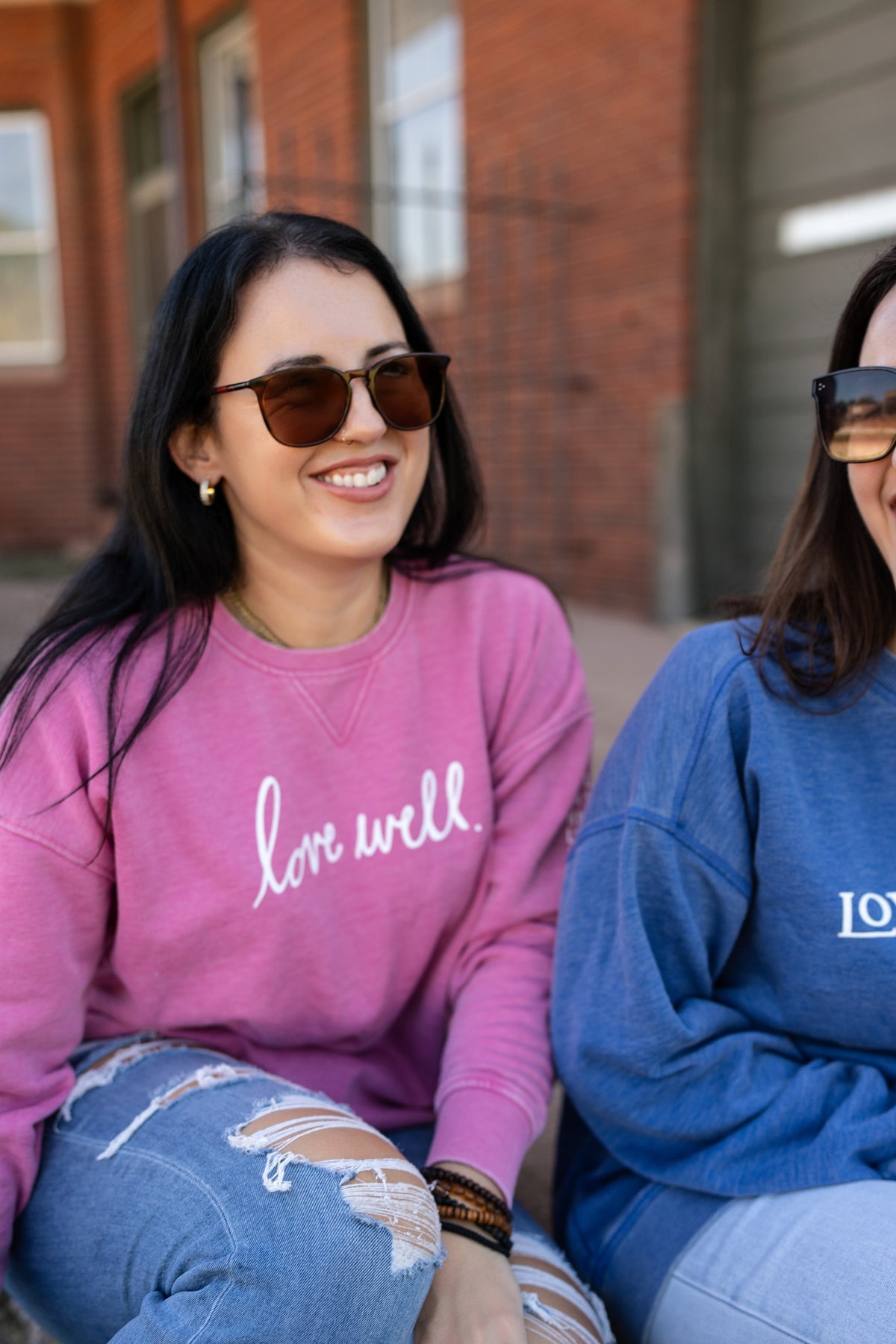 Love Well Original Script Poncho Sweatshirt in Bubblegum Pink