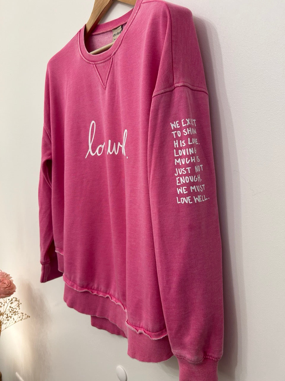 Love Well Original Script Poncho Sweatshirt in Bubblegum Pink