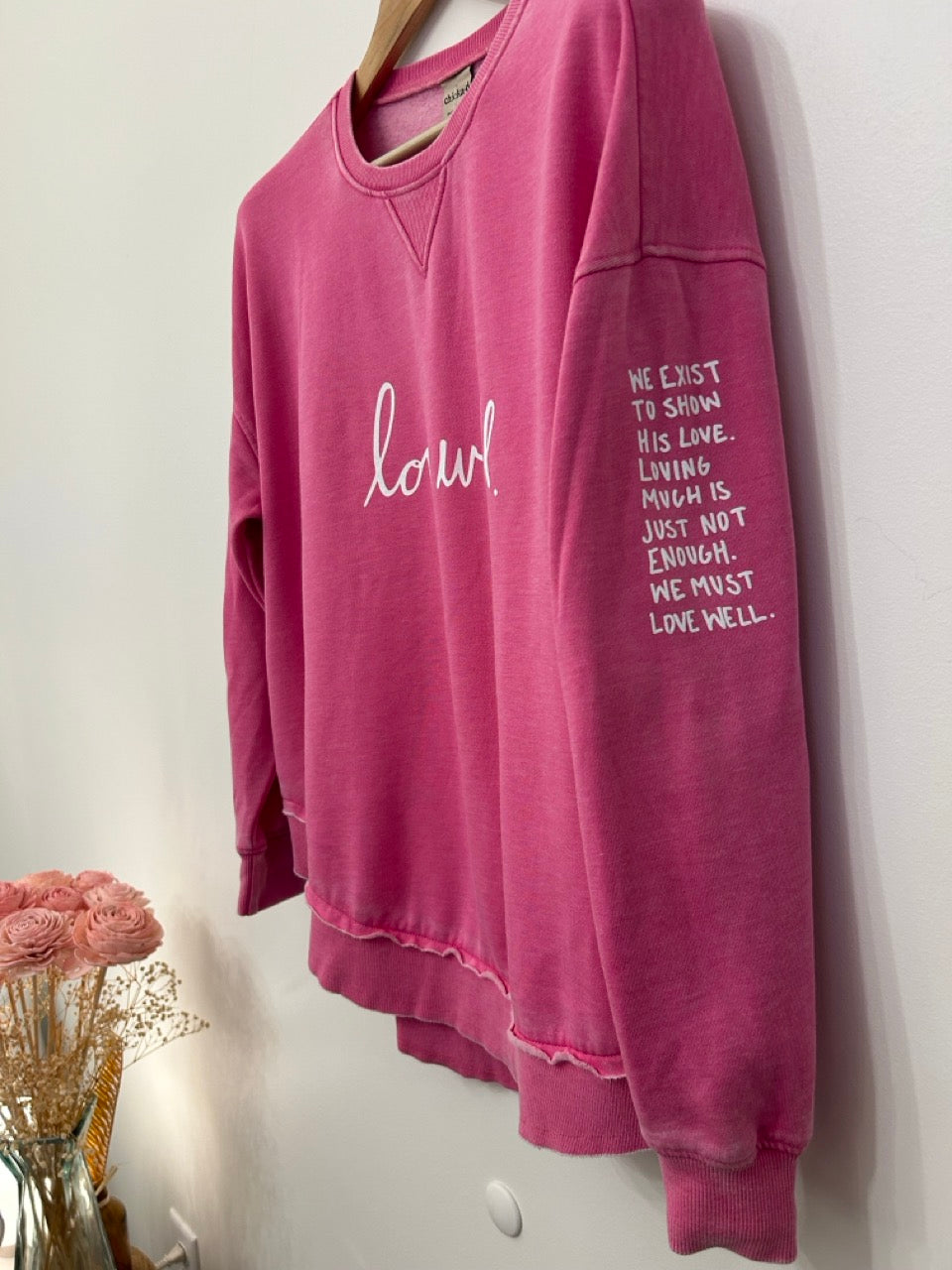 Love Well Original Script Poncho Sweatshirt in Bubblegum Pink