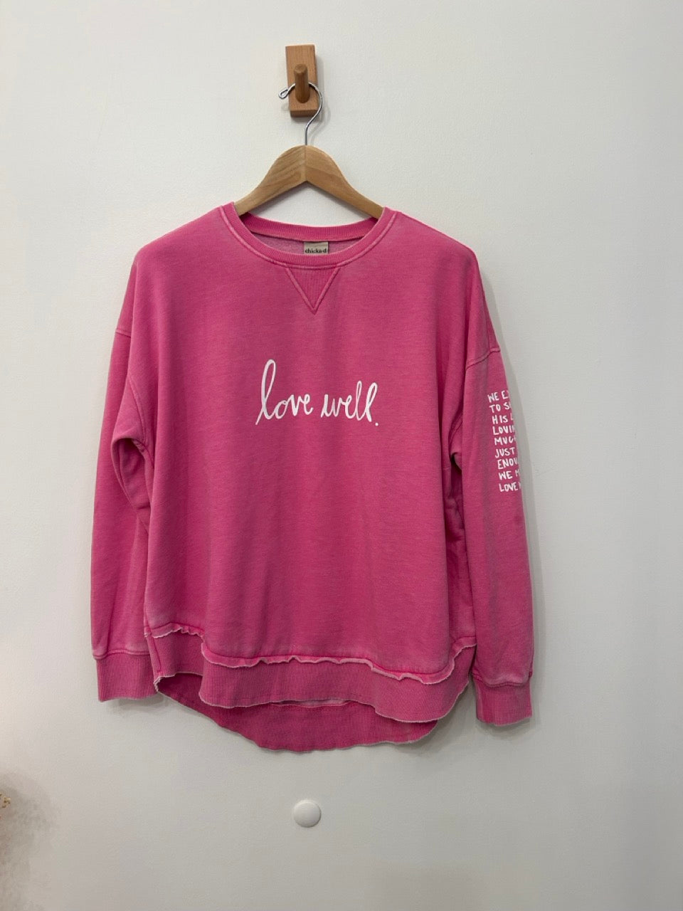 Love Well Original Script Poncho Sweatshirt in Bubblegum Pink