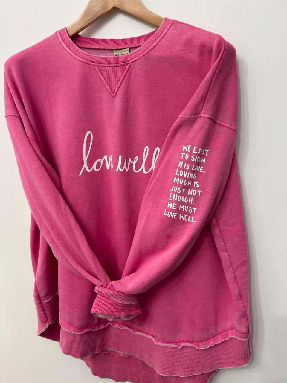 Love Well Original Script Poncho Sweatshirt in Bubblegum Pink