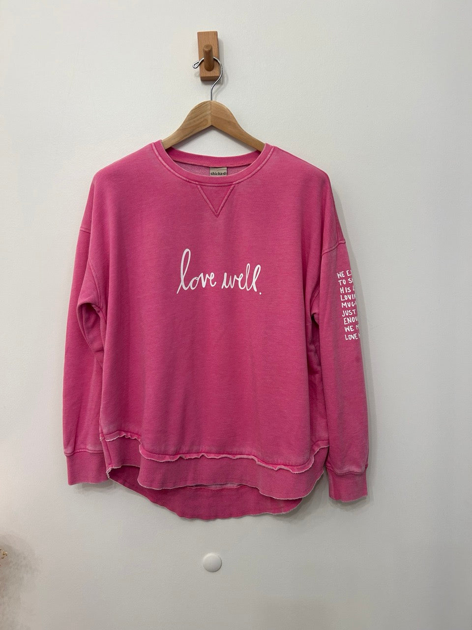 Love Well Original Script Poncho Sweatshirt in Bubblegum Pink
