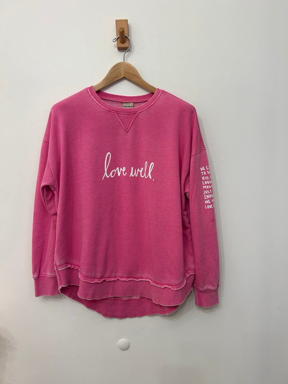 Love Well Original Script Poncho Sweatshirt in Bubblegum Pink