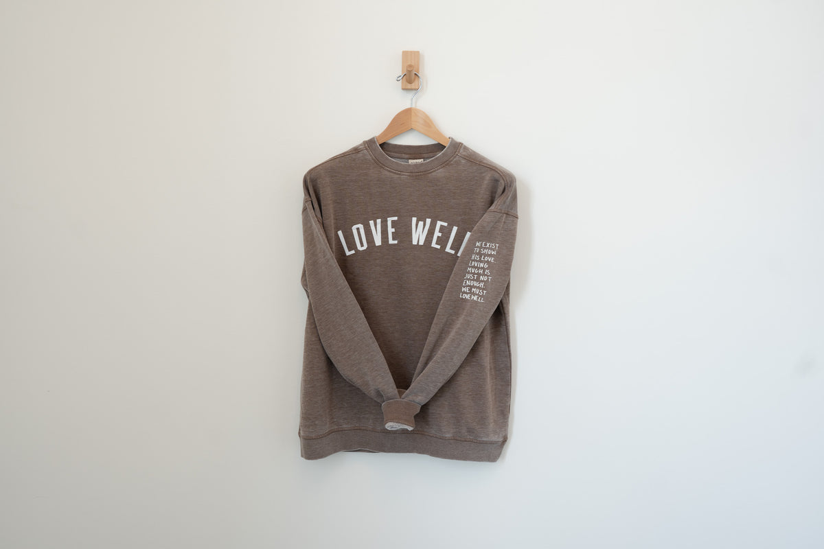 Love Well Vintage Ivy Crew Sweatshirt in Espresso