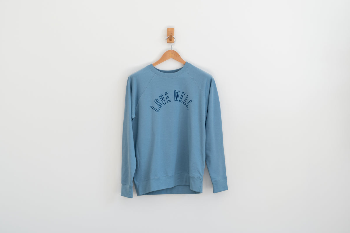 Love Well Vintage Ivy Crew Sweatshirt in Misty Blue