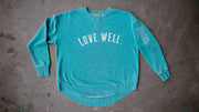 Love Well Vintage Ivy Poncho Sweatshirt in Caribbean Blue