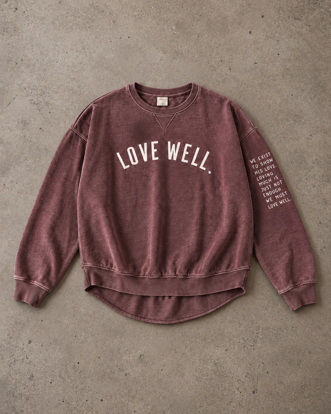 Love Well Vintage Ivy Poncho Sweatshirt in Merlot, flat lay