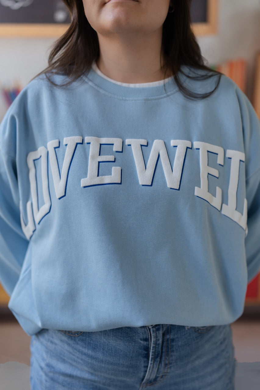 Love Well Vintage Ivy Puff Sweatshirt in Beach Blue