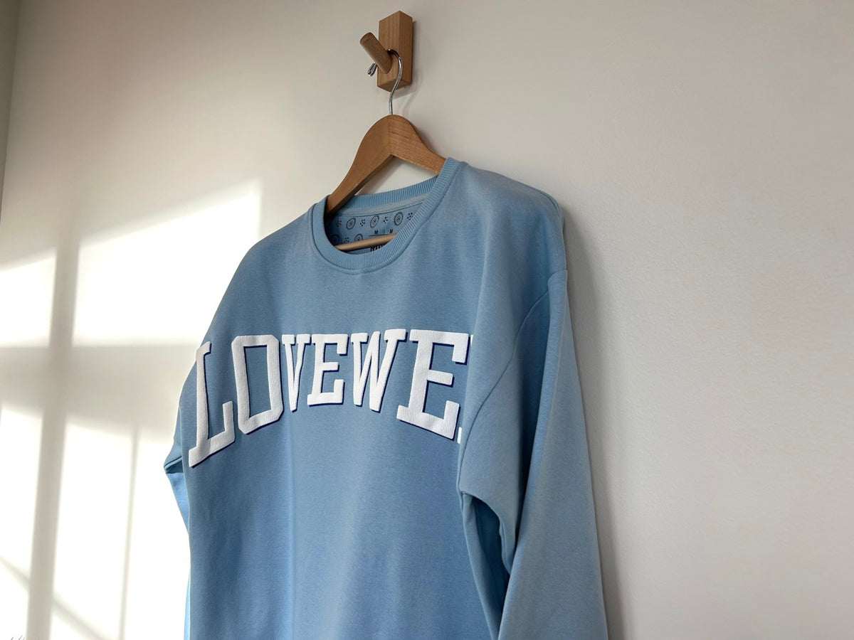 Love Well Vintage Ivy Puff Sweatshirt in Beach Blue, side view