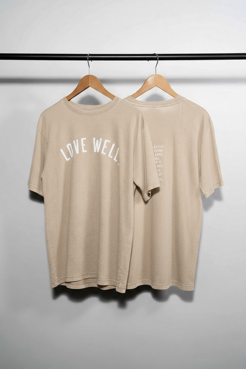 Love Well Vintage Ivy Washed Tee in Sand