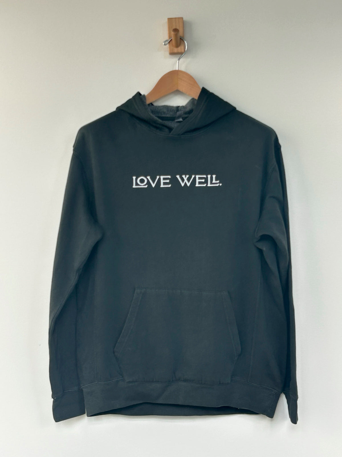Love Well Washed Hoodie in Black, front view