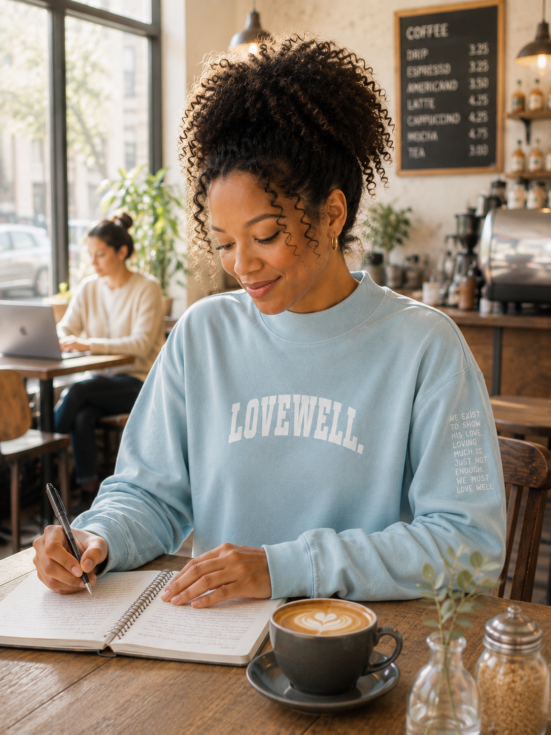 Misty Blue Love Well Mock Neck Sweatshirt