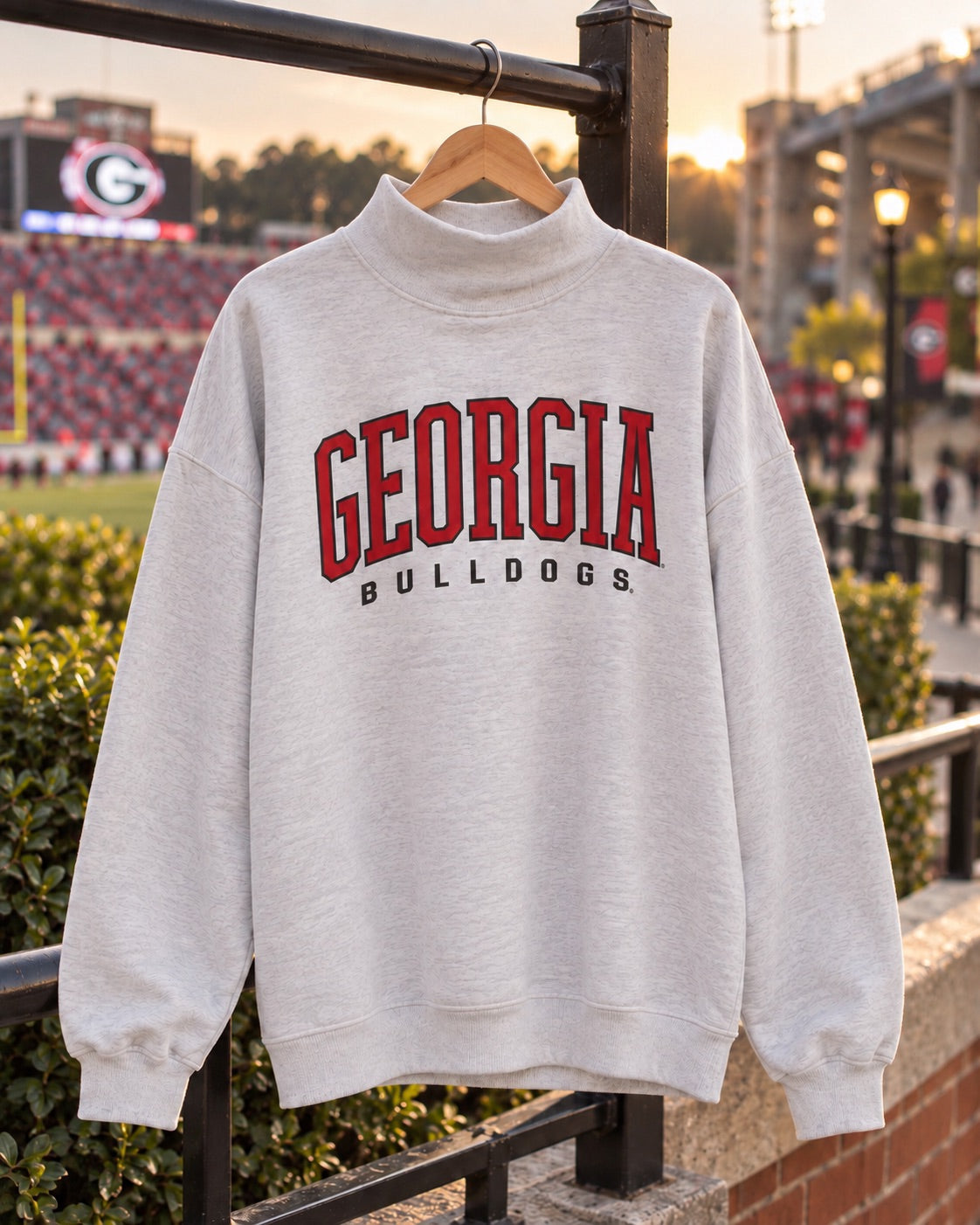 Georgia Bulldogs Mock Neck Sweatshirt - Gray