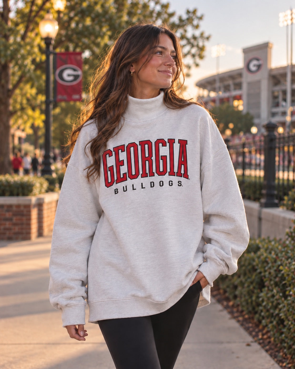 Georgia Bulldogs Mock Neck Sweatshirt - Gray